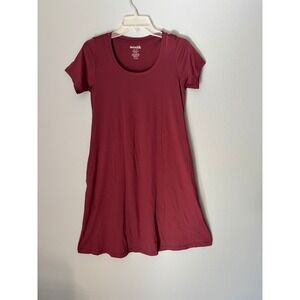 Wool& Maggie Swing Dress Merino Wool Blend Burgundy XS-Long Like New Condition